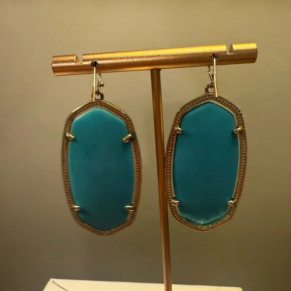 Kendra Scott Danielle Turquoise/14K Gold Plated Drop Earrings - Picture 3 of 6
